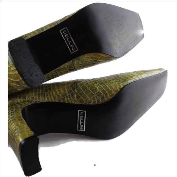 BELLINI GREEN/GOLD CROC EMBOSSED SQUARE TOE HEEL - Picture 6 of 6